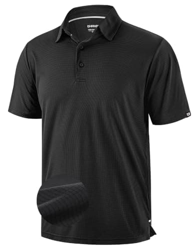 G Gradual Men's Golf Shirts Black Grid Short Sleeve Dry Fit Moisture Wicking Performance Lightweight Athletic Summer Collared Polo Shirts for Men XX-Large - Image 1