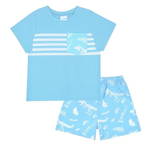 JiuBreeze Toddler Boy Summer Short Sets 2-Piece Cotton Outfit （18-24M