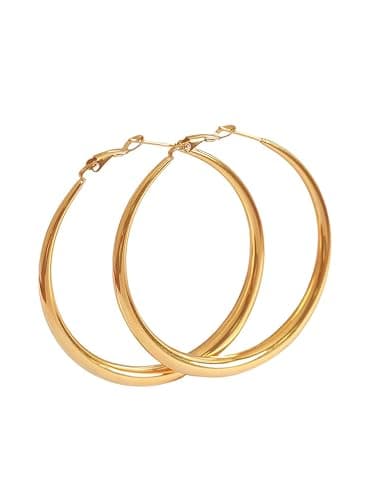 Matte Large Gold Hoop Earrings for Women Sliver Hoop Earrings Lightweight 925 Sterling Silver Hoops Chunky Trendy Earrings Dainty Simple Wedding Prom Bridal Party Jewelry Gifts (5CM Gold Style 3) - Thumbnail 4