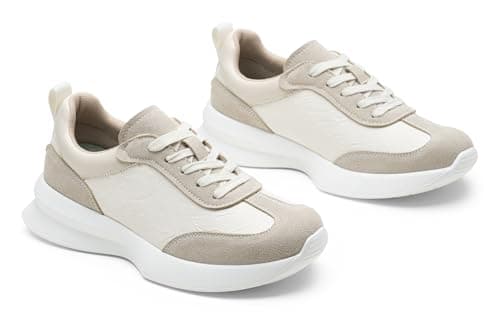 Vepose Women's Fashion Sneakers 2026, 8216 Platform Beige Pu Tennis Walking Shoes with Arch Support, Lightweight Lace up Casual Everyday Footwear, Size 6(CZR8216 Beige pu 06) - Thumbnail 6