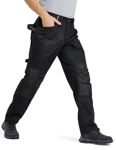 DURAWERK Men's Work Pants with Reinforced Knee Pad Pockets (Black，34W32L) - Thumbnail 6