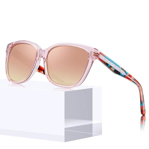 CARFIA Square Polarized Sunglasses for Women UV Protection, Italian Design Retro Embossed Pattern Wire Core Driving Shades - Image 1