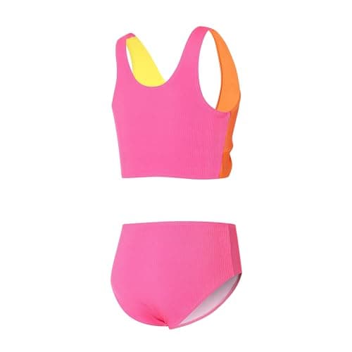 J·E Sterguard Girls Two Piece Swimsuits Teen Bikini Color Block with Removable Bra Padded Girls' Swimwear Ribbed Bikini Criss Cross Girl Swimsuits Size 8Y 1287-P - Thumbnail 3
