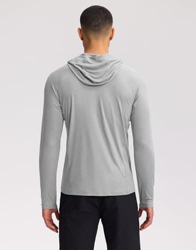 Pioneer Camp Rash Guard for Men Ultra Lightweight Long Sleeve Sun Protection Hoodie Shirts Quick Dry Hiking Fishing Running Grey - Thumbnail 2