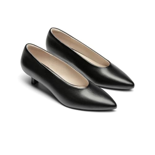 Athlefit Women's Closed Pointed Toe Low Kitten Heels 1.5-Inch Comfortable Dress Pumps Shoes for Wedding Party Office Black Size 11, AD01064 - Thumbnail 5
