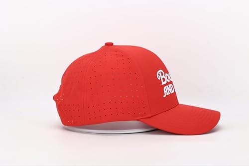 Bogeys and Beers Performance Golf Hat - Funny Golf Hat, Polyester/Spandex Blend, Adjustable Rope Snapback Cap - Breathable, Fitted for Men & Women - Red - Thumbnail 3