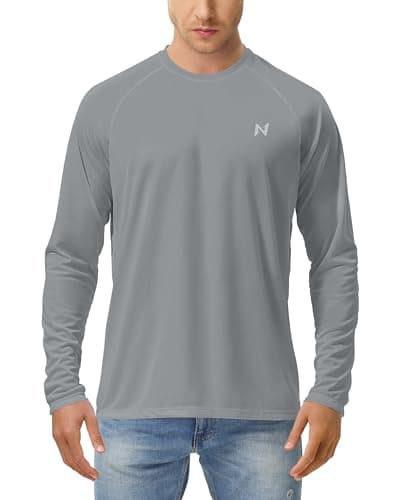 isnowood Sun Protection Shirts for Men, UPF 50+ Long Sleeve, UV Quick Dry Rash Guard Swim Shirt for Fishing Hiking Running - Image 1