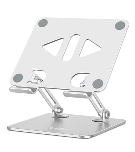 Aoviho Tablet Stand Holder for Desk, Adjustable Desktop Tablet Holder, Foldable Aluminum Tablet Mount for iPad pro 11, iPad Air Mini, Samsung Galaxy Tabs Z Fold Kindle Fire 4-12 inch, Silver - Image 1