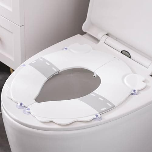 DIJIAMEIYA Portable Potty Training Seat for Toddlers, Foldable Travel Toilet with Non-Slip & Anti-Pinch Design, One-Handed Quick Release, Universal Fit for Most Toilets(Gray)