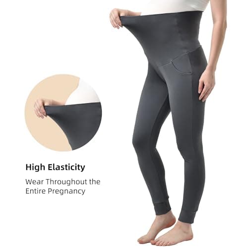 Stanpetix Maternity Joggers for Women - Maternity Casual Pants Activewear Women's Pregnancy Sweatpants with Pockets (Grey,Small) - Thumbnail 3