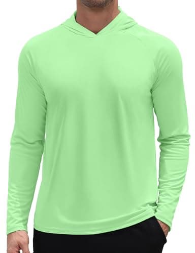 3rd hill Men's UPF 50+ Sun Hoodie UV Protection Long Sleeve Swimming Rash Guard SPF Quick Dry Fishing Hiking Shirt for Outdoor Sports Light Green XXL