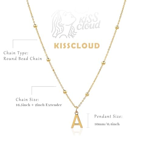 KISSCLOUD Initial Necklaces for Women 14K Gold Plated Dainty Letter Charm Necklace Personalized Name Pendant Bead Chain Z Necklace Non Tarnish Trendy Jewelry Gift - Thumbnail 5