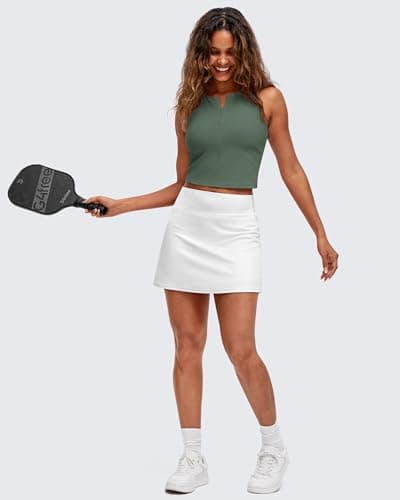 G4Free Women's Athletic Tank Tops with Zipper Workout Fitted Breathable Golf Sleeveless Top (Gray Sage,XS) - Thumbnail 5