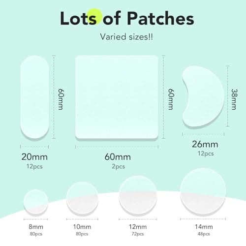 LitBear Large Pimple Patches (7 Sizes 306 Patches), Big Acne Patches, XL Hydrocolloid Bandages for Full Face, Forehead, Chin, Nose, Body, Back, Neck & Chest, Oval, Moon, Square hydrocolloid Patch - Thumbnail 2