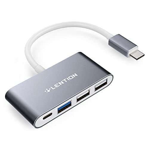LENTION 4-in-1 USB-C Hub with Type C, USB 3.0, USB 2.0 for 2025-2016 MacBook Pro (M1-M5), iPhone 17-15 New Mac Air/Surface, ChromeBook, More, Multiport Charging & Connecting Adapter (C13, Space Gray)