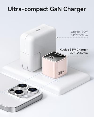 Kuulaa USB C Charger Block 35W iPhone Charger Fast Charging GaN PPS Compact Wall Chargers Block, USB-C Power Adapter for iPhone 16/15/14/13, Galaxy S25/S24/S23 (Pink) - Thumbnail 3