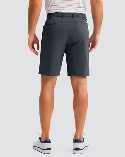 Mens Golf Shorts 9" Inseam Lightweight with 5 Pockets Casual Flat Front Water Resistant Hybrid Short for Dress Work (Iron Grey, L9, W40) - Thumbnail 2