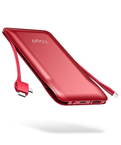 TG90° Portable Charger 10000mah Cell Phone Battery Backup, Ultra Slim Power Bank with Built in Cables(No AC Plug), Portable Phone Charger Battery Packs Compatible with iPhone Android Phones - Image 1