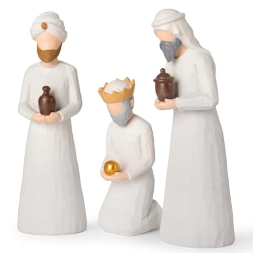 Nativity Set Three Wise Men - 8.7" Large Size Hand-Carved Resin Nativity Collection Figurines,3 Pcs Classic Nativity Scene Wisemen Figures Indoor 3 Kings New Year Decoration Gifts for Holy Family - Image 1