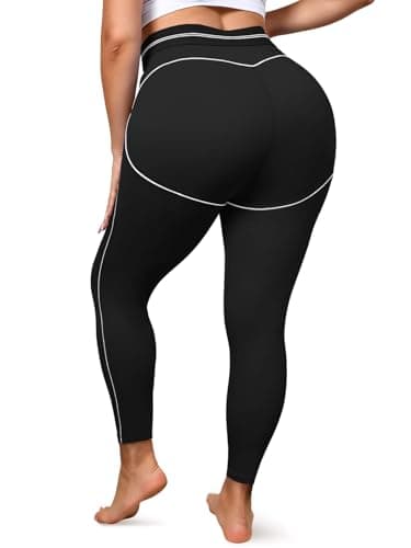 Aoysky Womens Plus Size Buttery Soft Leggings 25'' High Waisted Workout Running Gym Athletic Yoga Pants Black - Image 1