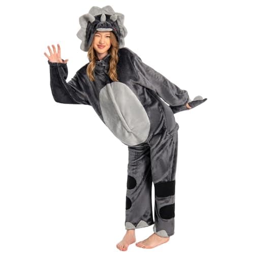 OLAOLA Triceratops Adult Onesie, Unisex Animal Onesies, Plush Cosplay Pajamas, One Piece Sleepwear Costume, Large - Image 1