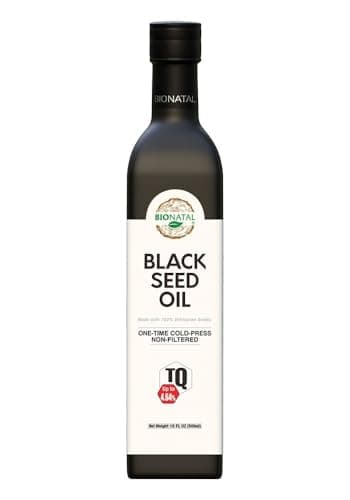 BioNatal Ethiopian Black Seed Oil – Cold Pressed Nigella Sativa Producing Black Cumin Seed Oil, Unrefined & Non-Filtered, High TQ Up to 4.64% – Supports Immune System, Digestion & Joints 16oz Glass - Image 1