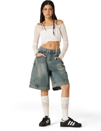 Aelfric Eden Washed Reverse Jorts Mens Casual Denim Shorts Loose Fit Baggy Jean Short Streetwear Trendy Outfits - Thumbnail 5