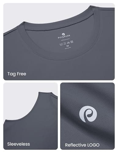 PINSPARK Men's Tank Top Summer Sleeveless Shirts Quick Dry Muscle Shirts for Running Gym Workout Dark Gray - Thumbnail 4