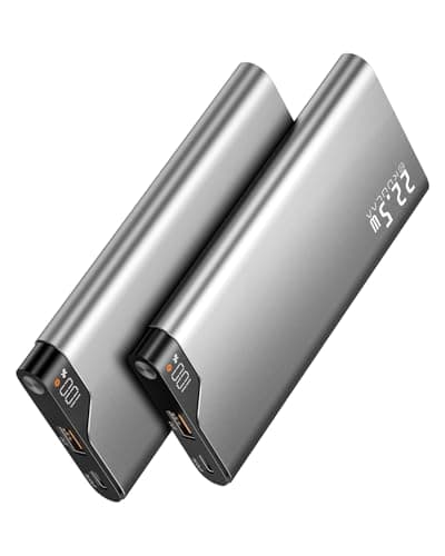 Kuulaa 2-Pack 10000mAh Portable Charger Power Bank, 22.5W Fast Charging Slim Battery Pack with USB-C in/Output & LED Display, Compatible with iPhone 17-12 Series, Samsung, Android