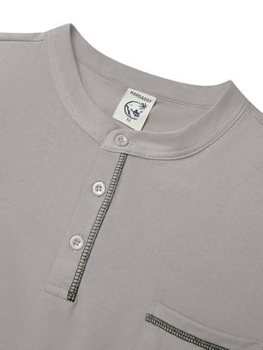 Hardaddy Men's Short Sleeve Henley Shirts Casual Summer Lightweight Button Henley Solid T-Shirt Tops Light Grey S - Thumbnail 4