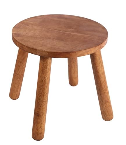 zaowofires Round Solid Wooden Step Stool， Garden Stool，11.8''H,Plant Stool ，Wood Legs Detachable for Plant Stand, Kitchen, Bathroom，Bedroom，Livingroom (Walnut, 11.8inch) - Image 1