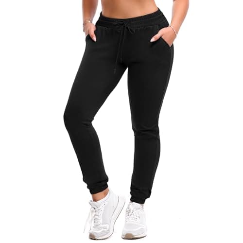 SINOPHANT Joggers for Women with Pockets Drawstring Sweatpants for Lounge Gym Yoga Black L - Image 1
