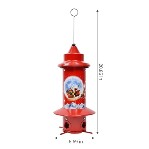 Squirrel Proof Bird Feeders, Long Lasting Bird Feeder for Outdoors, Reliable and Rust Resistant Metal Station for Prevents Squirrels from Stealing Food,5LB Large Capacity,Red - Thumbnail 4