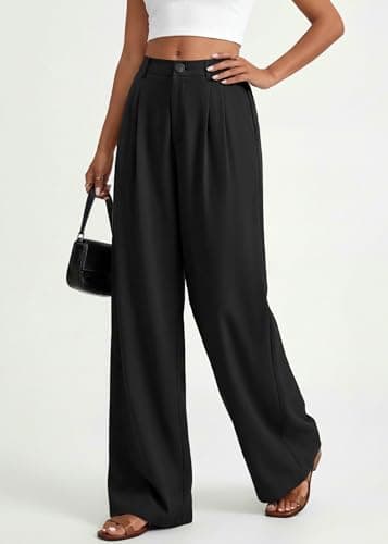 KIRUNDO Dress Pants Women 2026 Summer Polka Dot Palazzo Wide Leg Trousers Flowy Business Casual Slacks for Work with Pockets(Black, Small) - Thumbnail 6