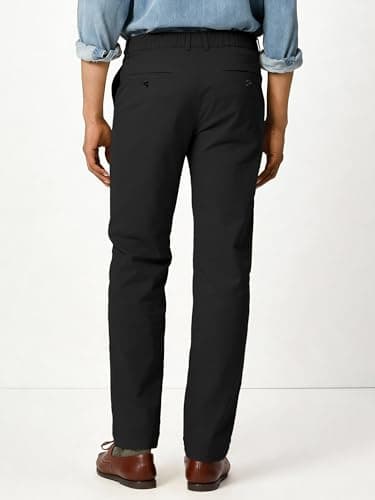 Comdecevis Khaki Pants Mens Elastic Waist Casual Pants for Men Stretch Cotton Chinos M(34) Black - Thumbnail 2