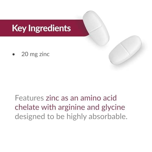 Bariatric Advantage Non Chewable Zinc Chelate - Highly Absorbable - 20 mg Zing Arginine & Glycine - Tablets for Bariatric Surgery Patients - 180 Count - Thumbnail 6