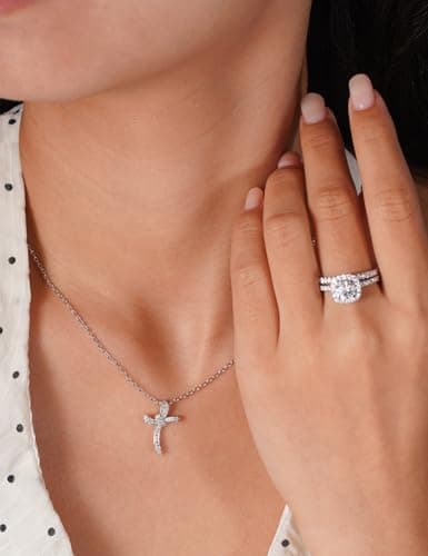 IMOLOVE Moissanite Necklace for Women, 925 Sterling Silver Infinity Pendant, Dainty Jewelry Gift, Sparkling Round Cut Pendant – Shine Bright, Spend Light - Thumbnail 5