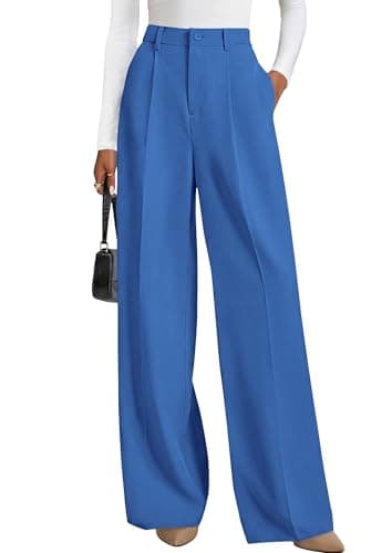 PRETTYGARDEN Wide Leg Pants for Women Trendy 2026 Fall High Waisted Business Casual Outfits Work Pant Trousers (Blue,XX-Large) - Image 1