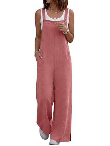 ANRABESS Overalls for Women 2026 Summer Casual Loose One Piece Outfits Baggy Wide Leg Jumpers Lightweight Comfy Rompers Rust Medium - Image 1
