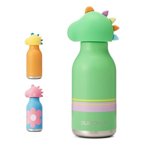 DLOCCOLD Insulated Stainless Steel Water Bottle with Detachable Soft Dinosaur Animal Head Fun Drinking 16 Ounce with Flexible Reusable Straw - Image 1