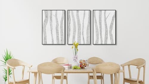 Large Framed Birch Tree Wall Art, Gray Abstract Forest Painting Canvas Prints, Neutral Minimalist Botanical Canvas Art Modern Plant Decor for Living Room Bedroom Kitchen 20"x28"x3Pcs - Thumbnail 4