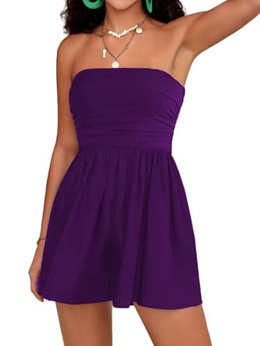 STOLKISS Women Shorts Jumpsuit Rompers Strapless Off Shoulder Loose Sleeveless Lounge Beach Vacation Outfits Dressy Sexy 2025