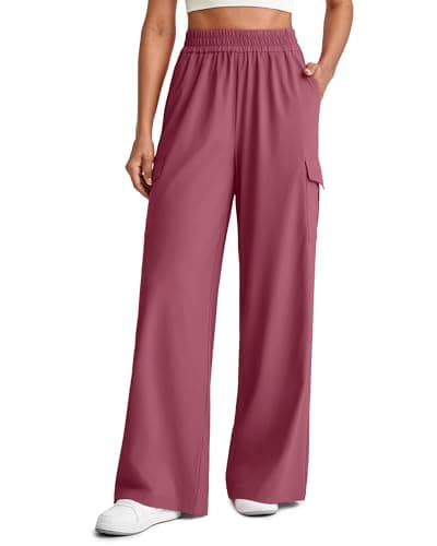 G4Free Wide Leg Palazzo Pants Comfy Pajama Lounge Pants Women Lightweight Breathable Stretch Dance Pance (Burgundy L,27") - Image 1