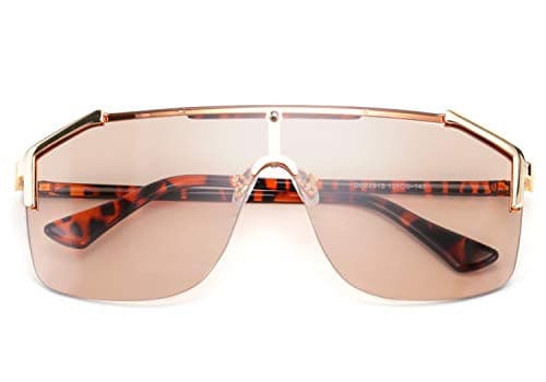 FEISEDY Classic Siamese One Piece Oversized Sunglasses Nice Rimless Stylish Retro Design for Women Men B2634 - Thumbnail 2