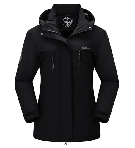BOWOXO Waterproof Windproof Ski Jacket for Women - Winter Coats for Women Plus Size, Fleece Jacket for Cold Weather, Snow White Jackets for Alaska and Michigan(Black,XL) - Image 1