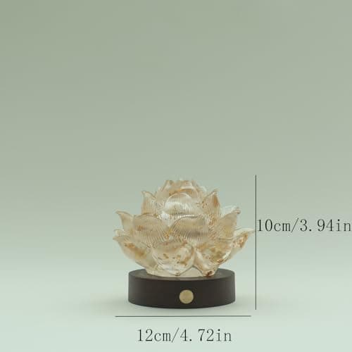 YeseeYe Lotus Statue with Light - Lotus Lamp Nightlight Tabletop Home Decoration Figurine for Living Room Office Shelves Coffee Table Desk Decor Sculpture - Thumbnail 4