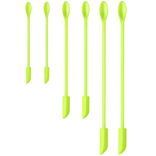 Silicone Spatula Set (6Pcs) - Mini Scraper Tool for Beauty & Food - Reach Every Last Drop, Multi-Size Spatulas for Makeup Jars, Lotion Bottles & Kitchen Containers​ (Green) - Image 1