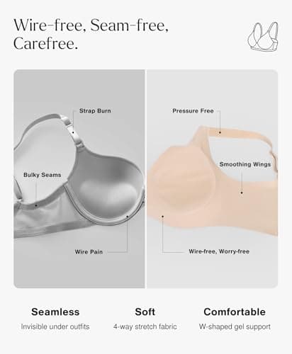 Popilush Comfortbale Bras for Women - Seamless No Underwire Push Up Plunge Deep V Bralette with Adjustable Straps Everyday T-Shirt Bra - Thumbnail 3