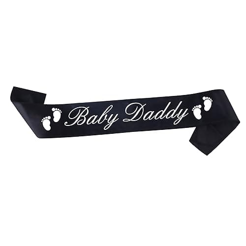 Baby Daddy Funny Baby Shower Sash For Daddy To Be, (Black w/White Lettering) Baby Shower Party Decorations Gifts Supplies Dad To Be Baby Gender Reveal Ideas New Father Favors - Thumbnail 3