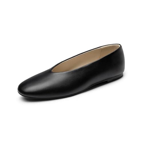 Athlefit Ballet Flat Shoes for Women Closed Round Toe Ballerina Black Flats Comfortable Slip On Casual Dress Shoes for Office Work Daily Size 9 - Thumbnail 6